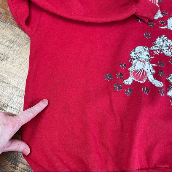 Vintage Morning Sun Dalmatian Dog Sweatshirt Red Women size 3X heart - Picture 9 of 11